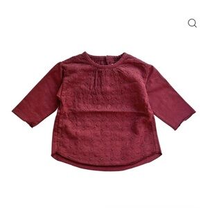 Burgundy Long Sleeve Kids Top by boutique brand, Message In a Bottle
